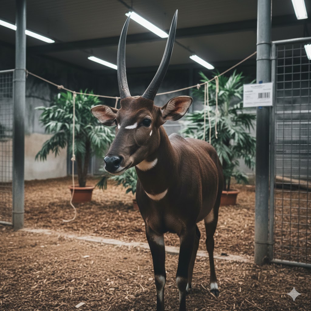 saolas dans un box en captivité